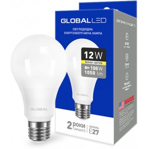 Светодиодная лампа GLOBAL LED 1-GBL-165 А60 12W 3000K 220V Е27 АL